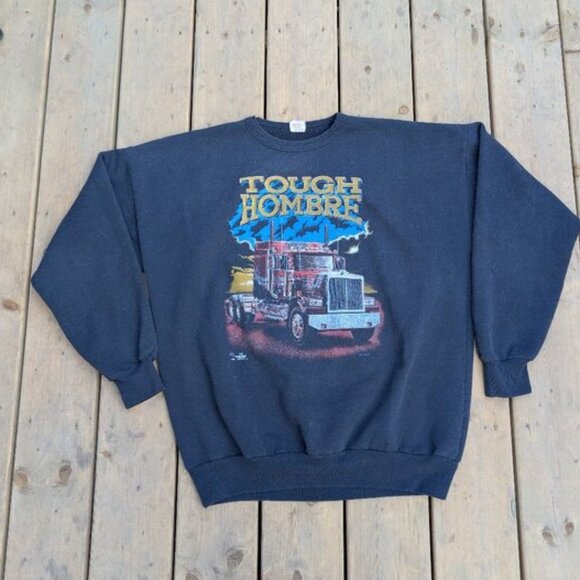 Quest Sportswear Other - Vintage 90s Tough Hombre Big Rig Trucker Sweatshirt Quest Sportswear XL